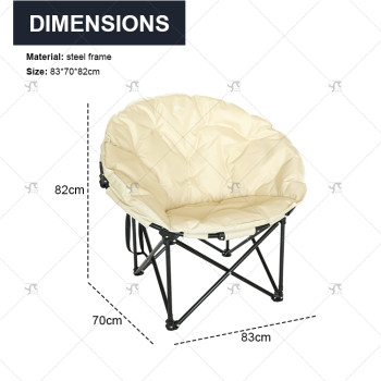Extra Large Cozy Soft Padded Seat Quick Assembly Foldable Moon Saucer Chair All-Season Use for Outdoor Camping for Fishing Parks