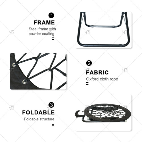 Outdoor Convenient Lightweight Frame Foldable Leisure Moon Chair Elastic Strap Bungee Chair for Outdoor Beach Camping Fishing