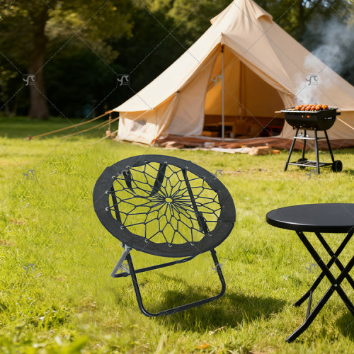 Outdoor Convenient Lightweight Frame Foldable Leisure Moon Chair Elastic Strap Bungee Chair for Outdoor Beach Camping Fishing