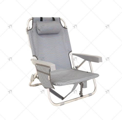 Portable Custom Outdoor Beach Chair with Adjustable Aluminum Deck Headrest for Adults Camping Chair Folding Wholesale Foldable