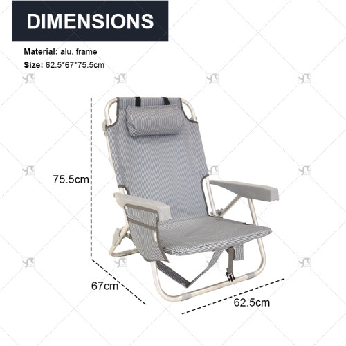 Portable Custom Outdoor Beach Chair with Adjustable Aluminum Deck Headrest for Adults Camping Chair Folding Wholesale Foldable