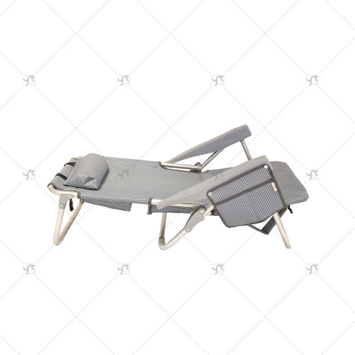 Portable Custom Outdoor Beach Chair with Adjustable Aluminum Deck Headrest for Adults Camping Chair Folding Wholesale Foldable