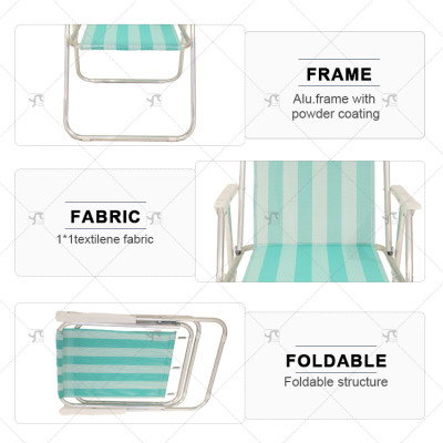 Hot Sales Aluminum Outdoor Lightweight Portable Compact Picnic Camping Hiking Picnic Spring Beach Sea Folding Chair for Event