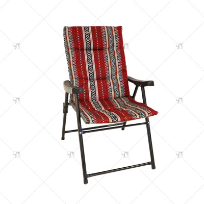 Outdoor Chair With Armrest Ethnic Style Folding Outdoor Chair Durable Metal and Cotton for Camping Dining Hotels Gym Park Use