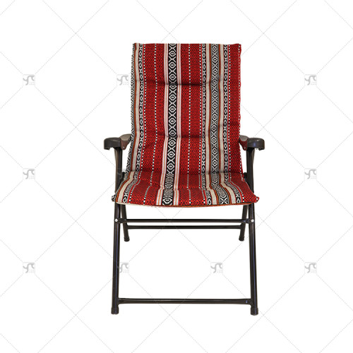 Outdoor Chair With Armrest Ethnic Style Folding Outdoor Chair Durable Metal and Cotton for Camping Dining Hotels Gym Park Use