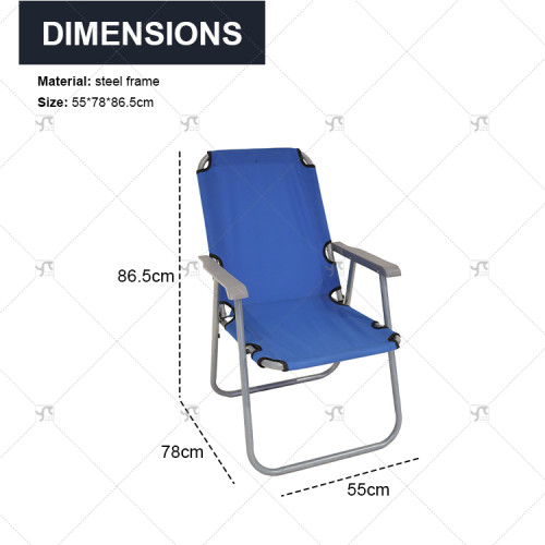 Portable Outdoor Folding Reclining Fishing Chair with Backrest Foldable Steel Chair for Travel Modern Design Outdoor Furniture
