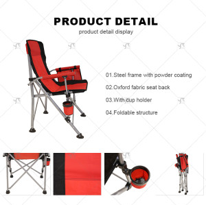 Modern Foldable Durable Steel Outdoor Camping Chair with Cup Holder Portable for Fishing Travel Oxford Fabric Outdoor Furniture