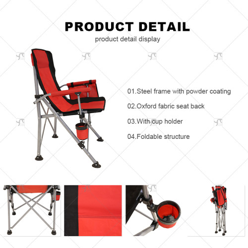 Modern Foldable Durable Steel Outdoor Camping Chair with Cup Holder Portable for Fishing Travel Oxford Fabric Outdoor Furniture