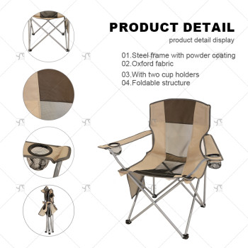 Modern Foldable Durable Steel Outdoor Camping Chair with Cup Holder Portable for Fishing Travel Oxford Fabric Outdoor Furniture