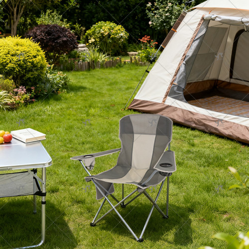 Modern Foldable Durable Steel Outdoor Camping Chair with Cup Holder Portable for Fishing Travel Oxford Fabric Outdoor Furniture