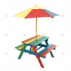 Children's Picnic Table Fir Wood Children's Table and Chair Set with Detachable Umbrella Suitable for Backyard Garden Terrace