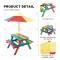 Children's Picnic Table Fir Wood Children's Table and Chair Set with Detachable Umbrella Suitable for Backyard Garden Terrace