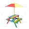 Children's Picnic Table Fir Wood Children's Table and Chair Set with Detachable Umbrella Suitable for Backyard Garden Terrace