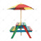 Children's Picnic Table Fir Wood Children's Table and Chair Set with Detachable Umbrella Suitable for Backyard Garden Terrace