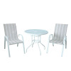 Outdoor Coffee SetsTempered Glass Round Table and Stack Chair Camping Patio Dinning Steel Garden Chair Three-piece Sets