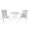 Outdoor Coffee SetsTempered Glass Round Table and Stack Chair Camping Patio Dinning Steel Garden Chair Three-piece Sets