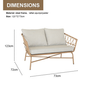 All Day Outdoor Steel 4 Seat Garden Sectional Sofa Sofa Furniture Rattan Outdoor Terrace Session Set