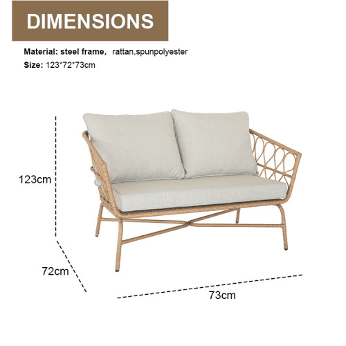 All Day Outdoor Steel 4 Seat Garden Sectional Sofa Sofa Furniture Rattan Outdoor Terrace Session Set