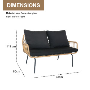 All Day Outdoor Steel 4 Seat Garden Sectional Sofa Sofa Furniture Rattan Outdoor Terrace Session Set