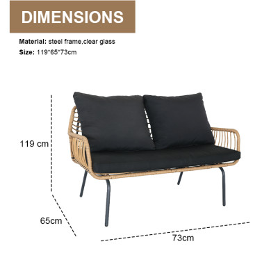 All Day Outdoor Steel 4 Seat Garden Sectional Sofa Sofa Furniture Rattan Outdoor Terrace Session Set