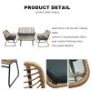 All Day Outdoor  4 Seat Garden Sectional Sofa Sofa Furniture Rattan Outdoor Terrace Session Set