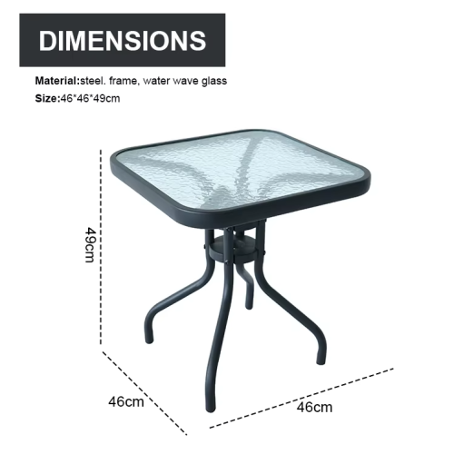 Outdoor Coffee Sets Water Wave Glass Table and  Chair Camping Patio Dinning Steel Garden Chair Three-piece Sets