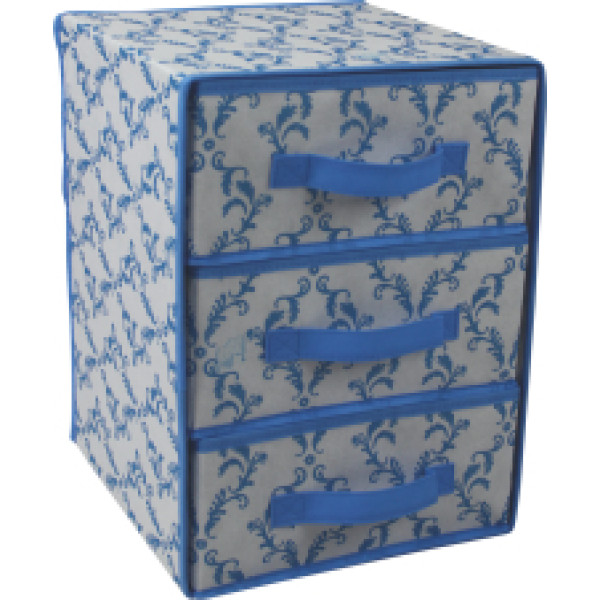 Non-woven folding storage box with 3 drawers