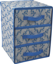 Non-woven folding storage box with 3 drawers