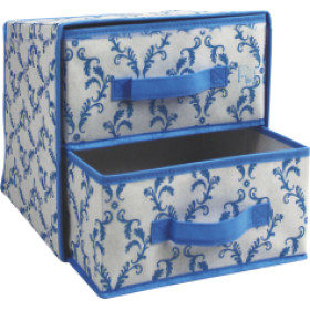 Non-woven folding storage box with 2 drawers