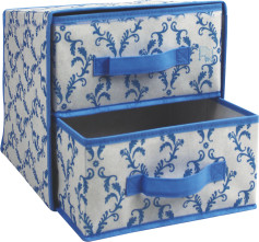 Non-woven folding storage box with 2 drawers