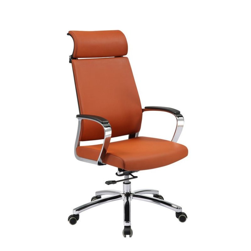 High Back Swivel Office Chair with Headrest, SS Base and Armrest (YF-9605A-1)