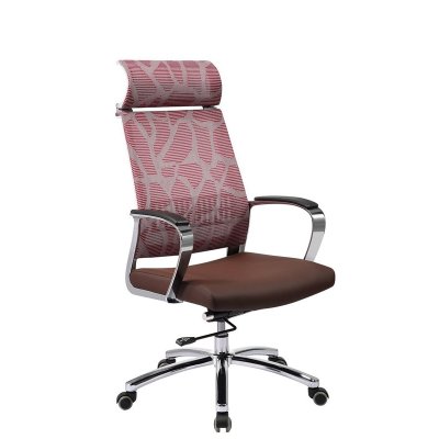 High Back Swivel Office Chair with Headrest, SS Base and Armrest (YF-9605A)