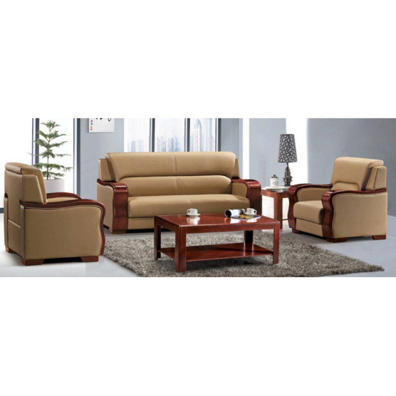 Wholesale Solid wood frame cozy office sofa leather furniture(SF-6050)