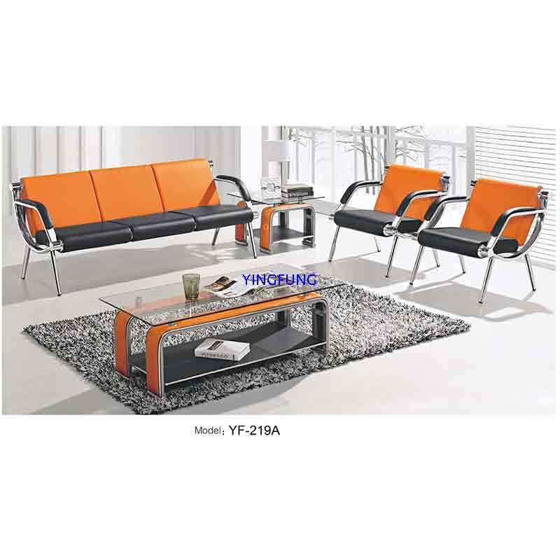 Modern Classic Office Leather Sofa with Stainless Frame