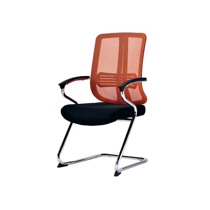 Office Armchair with Upholstered Mesh Fabric Seatback(YF-C110 Red)