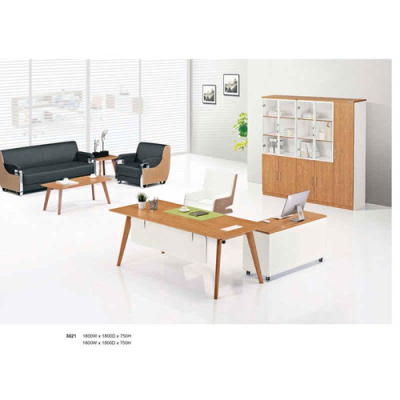 Wholesale modern small office manager desk with wooden texture anti-wear melamine board(YF-D3021)