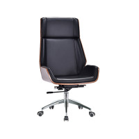 High back Adjustable Rotatable Leather&PU Office Executive Chair with Plastic cover, Chrome base.(YF-D-001)
