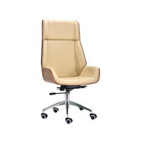 High back Adjustable Rotatable Leather&PU Office Executive Chair with Plastic cover, Chrome base.(YF-D-001)