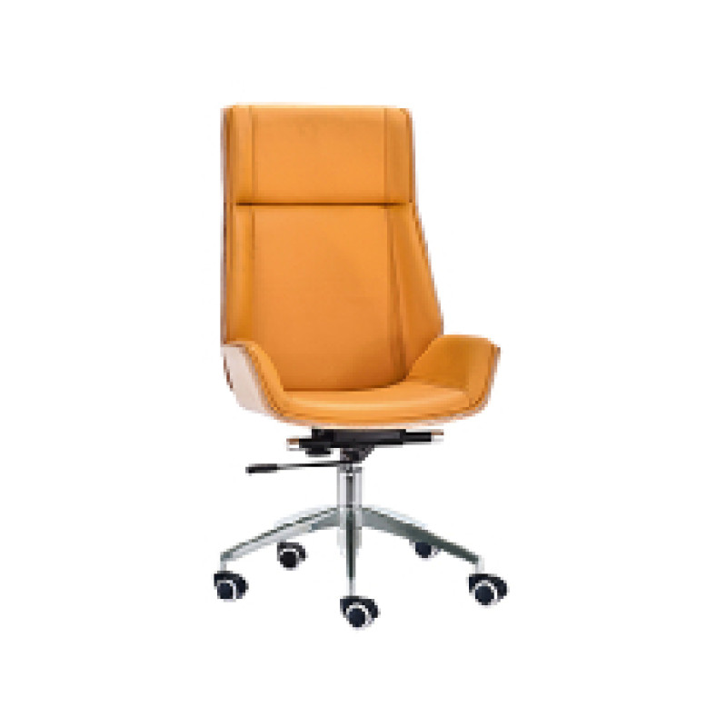 High back Adjustable Rotatable Leather&PU Office Executive Chair with Plastic cover, Chrome base.(YF-D-001)