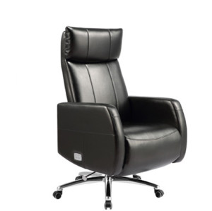 Wholesale executive office chair with genuine leather, metal structure inside, aluminum base