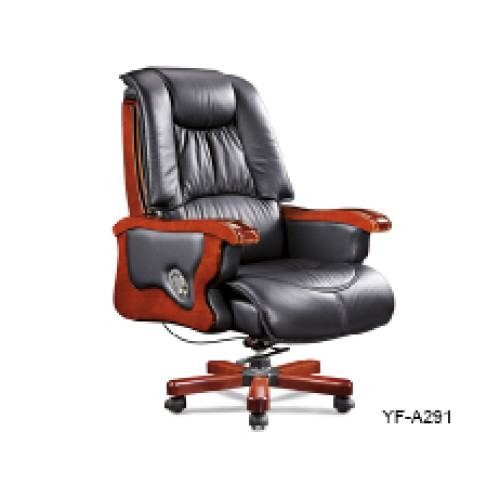 Wholesale executive office chair with wood armrest and base, gas-lift/wheel(YF-A291)