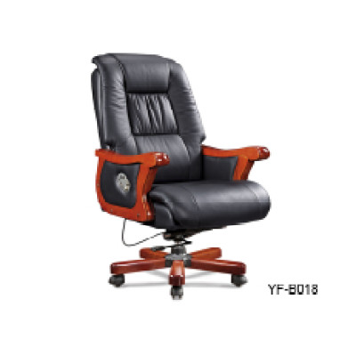 Wholesale executive office chair with wood armrest and base, gas-lift, PU caster(YF-B018)