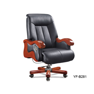 Wholesale Executive office chair with wood armrest and base, gas-lift, PU caster(YF-B281)