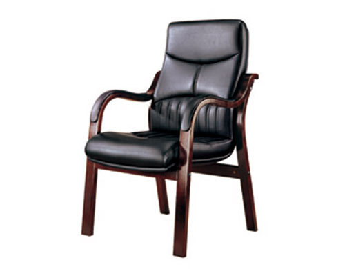Wholesale black leather wooden visitor chair with armrests and no wheel(YF-215)