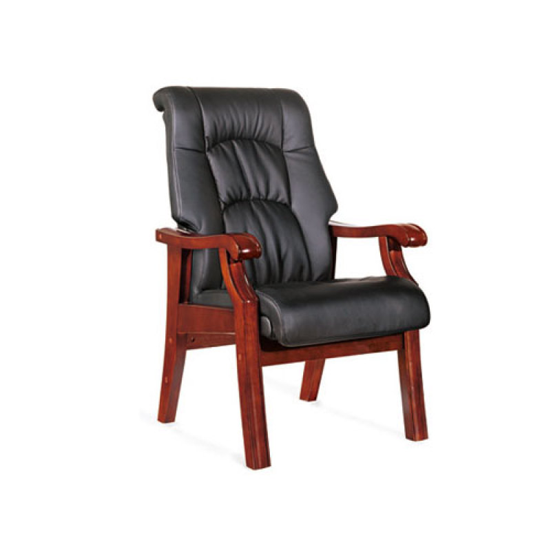 High Back Leather Visitor Chair with four sturdy wood legs (YF-216)