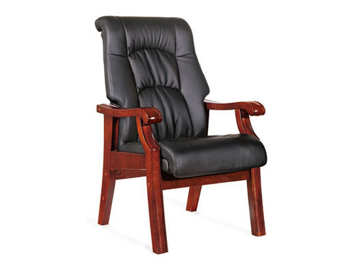 High Back Leather Visitor Chair with four sturdy wood legs (YF-216)