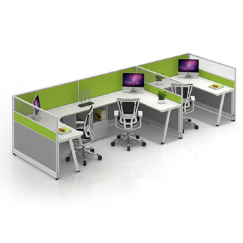 Modern Office Furniture 3-Person Workstation Desks and chairs with File Cabinets