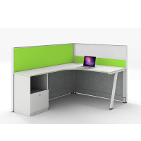 Modern Office Furniture 3-Person Workstation Desks and chairs with File Cabinets