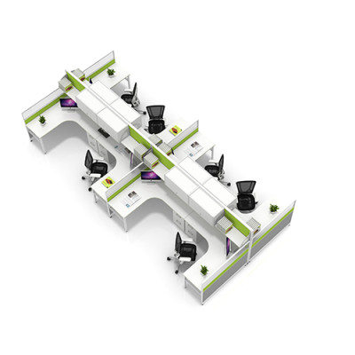 Customize Modular Office Furniture & Modern 8-person Workstation Computer Desks and Chairs