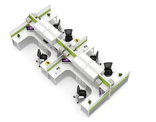 Customize Modular Office Furniture & Modern 8-person Workstation Computer Desks and Chairs